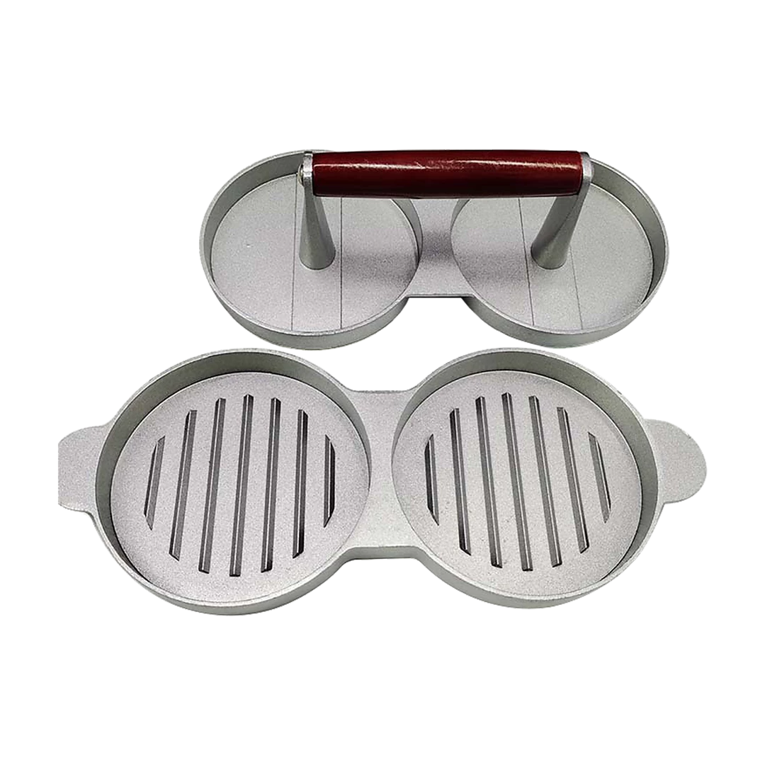 Randy & Travis Machinery Home & Lifestyle Double Burger Press Hamburger Maker Non Stick Aluminium Beef Patty Meat BBQ
