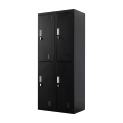 Salvatore Angelotti Black Four-Door Office Gym Shed Storage Locker- Padlock-operated