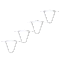 Della Francesca Set Of 4 White Industrial Retro Hairpin Table Legs 12mm Steel Bench Desk - 11cm