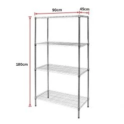 Palermo Modular Chrome Wire Storage Shelf 180 X 90 X 45cm Steel Shelving