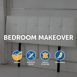 Palermo King PU Leather Bed Deluxe Headboard Bedhead - White