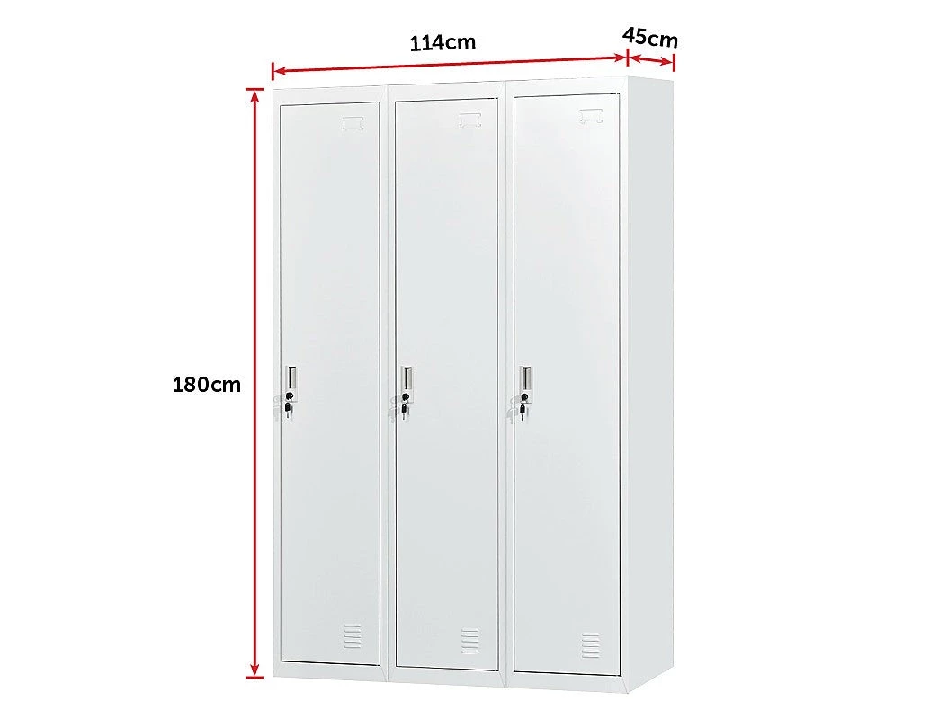 Salvatore Angelotti Furniture Three-Door Side By Side Office Gym Shed Storage Locker