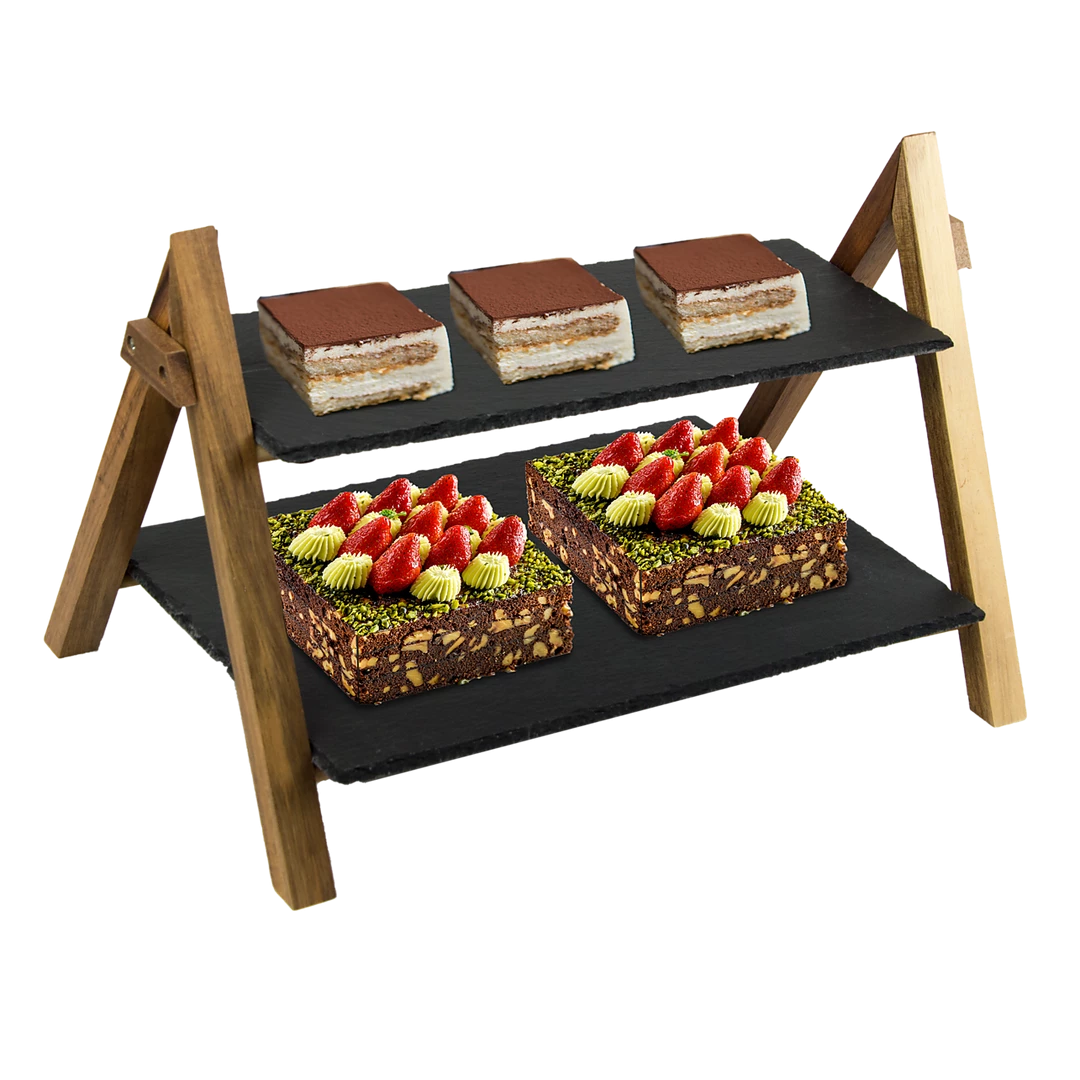 Randy & Travis Machinery Party 2 Tier Cake Stand Slate Wedding Tiered Serving Stand Afternoon Tea