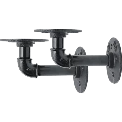Randy & Travis Machinery Industrial Black Iron Pipe Bracket Wall Mounted Floating Shelf - Set Of 2 Furniture