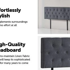 Palermo Double Linen Fabric Deluxe Headboard Bedhead In Grey Furniture