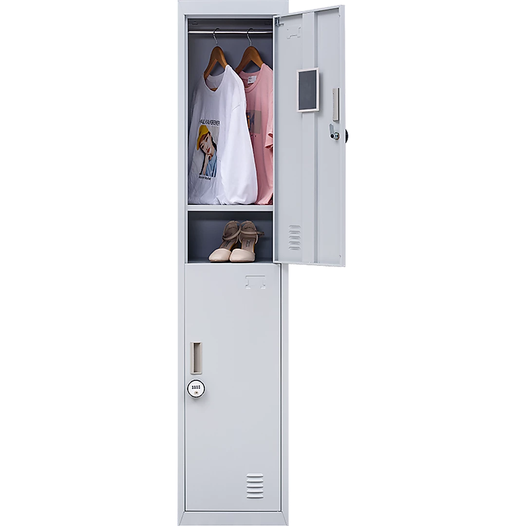 Salvatore Angelotti Furniture Grey 2-Door Locker For Office Gym Shed School Home Storage - 4-Digit Combination Lock
