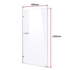 Della Francesca DIY & Renovation 80 X 210cm Frameless 10mm Safety Glass Shower Screen CHROME