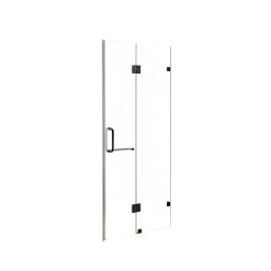 Della Francesca DIY & Renovation 120 X 200cm Wall To Wall Frameless Shower Screen In Black Hardware With Round Handle