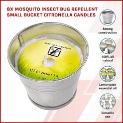 Randy & Travis Machinery Home & Lifestyle 8x Mosquito Insect Bug Repellent Small Bucket Citronella Candles