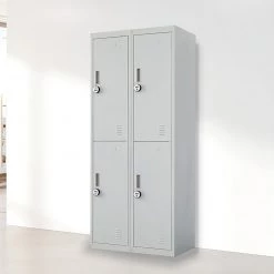 Salvatore Angelotti Grey Four-Door Office Gym Shed Storage Locker- 4-Digit Combination Lock Furniture