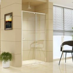 Della Francesca Front: (114~122) X 195cm Adjustable Semi Frameless Shower Screen In Chrome No Side Return
