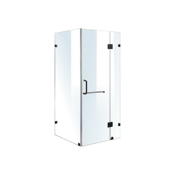 100 X 70cm Frameless 10mm Glass Shower Screen By Della Francesca BLACK Hinges/Brackets And ROUND Handle DIY & Renovation