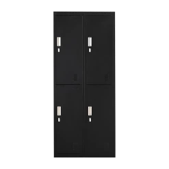 Salvatore Angelotti Black Four-Door Office Gym Shed Storage Locker- Padlock-operated
