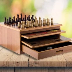 Randy & Travis Machinery 10 In 1 Wooden Chess Board Games Slide Out Checkers House Unit Set Games & Hobbies