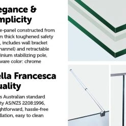 Della Francesca 110 X 210cm Frameless 10mm Safety Glass Shower Screen In Round CHROME