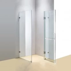 90 X 80cm Frameless 10mm Glass Shower Screen By Della Francesca CHROME Hinges/Brackets And SQUARE Handle