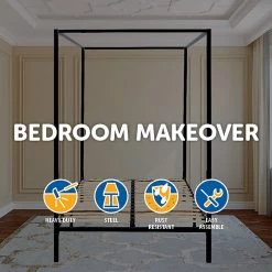 Palermo 4 Four Poster Queen Bed Frame - Black Furniture