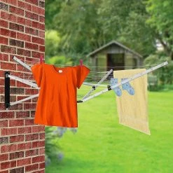 Randy & Travis Machinery 26m 5 Arm Wall Hang Mountable Clothes Airer Dryer Washing Line Bathroom Kitchen Home & Lifestyle
