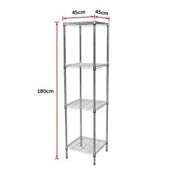 Palermo Furniture Modular Chrome Wire Storage Shelf 180 X 45 X 45cm Steel Shelving
