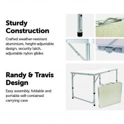Randy & Travis Machinery Furniture Aluminium Folding Table 120cm Portable Indoor Outdoor Picnic Party Camping Tables