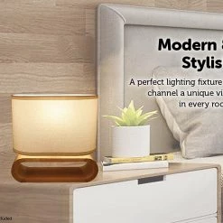 FactoryFast.com.au Home & Lifestyle Wooden Modern Table Lamp Timber Bedside Lighting Desk Reading Light Brown White