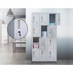Salvatore Angelotti Furniture Grey 12-Door Locker For Office Gym Shed School Home Storage - Standard Lock With 2 Keys
