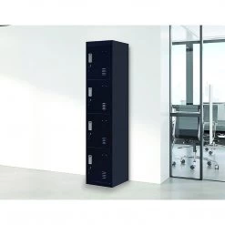 Salvatore Angelotti Furniture Black 4-Door Locker For Office Gym Shed School Home Storage - Standard Lock With 2 Keys