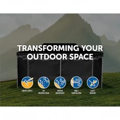 Randy & Travis Machinery 3x6m Popup Gazebo Party Tent Marquee Black