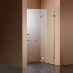 Della Francesca 120 X 200cm Wall To Wall Frameless Shower Screen In Nickel Hardware With Round Handle DIY & Renovation