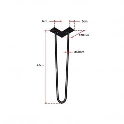 Randy & Travis Machinery Furniture Set Of 4 Industrial 12mm Steel Retro Hairpin Table Legs - 45cm Leg