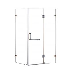 120 X 90cm Frameless 10mm Glass Shower Screen By Della Francesca Nickel Hinges/Brackets And Round Handle